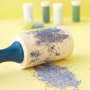 Use lent roller to clean up glitter mess 