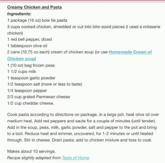 Creamy Chicken and pasta