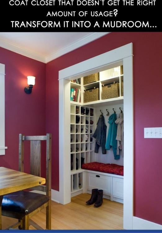 Turn a small unused closet into a mudroom!