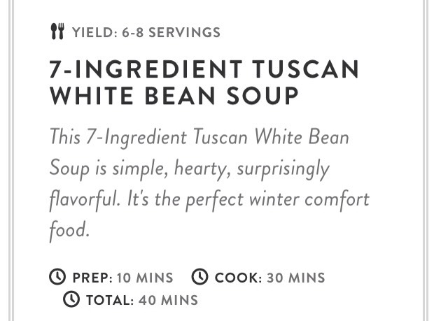 7 INGREDIENT TUSCAN WHITE BEAN SOUP!  