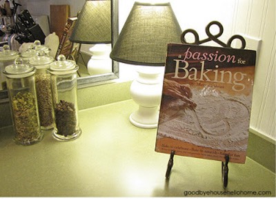 Use an ordinary plate easel as a cookbook stand. It keeps your book open, clean, and in view while you are creating your newest culinary masterpiece.