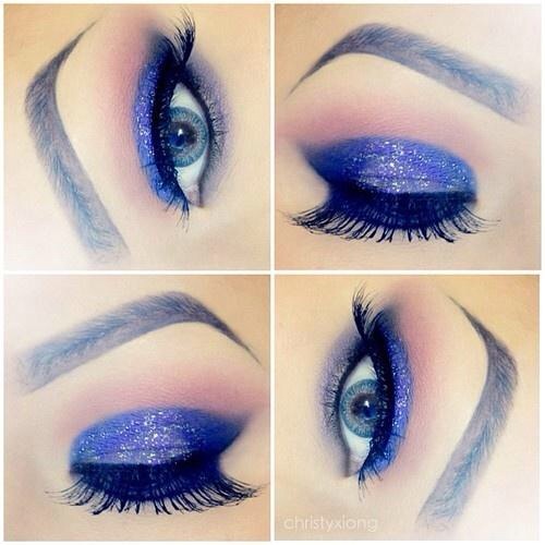 Glittery blue violet mascara