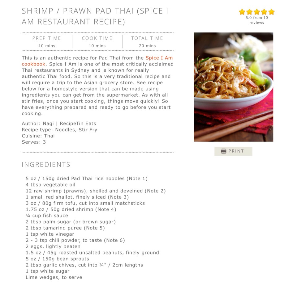 SHRIMP / PRAWN PAD THAI