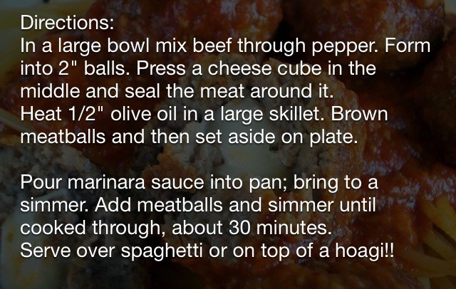 Mozzarella Stuffed Meatballs!!  