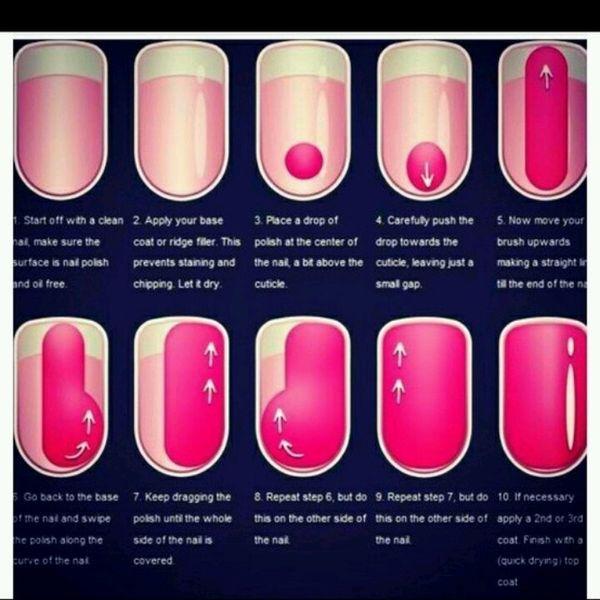 Random strokes of nail paint is not how you get perfectly groomed nails. You need to follow the following directions :