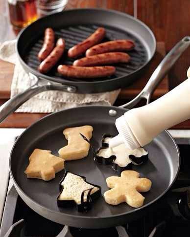 Have cute shaped pancakes for breakfast by using cookie cutters