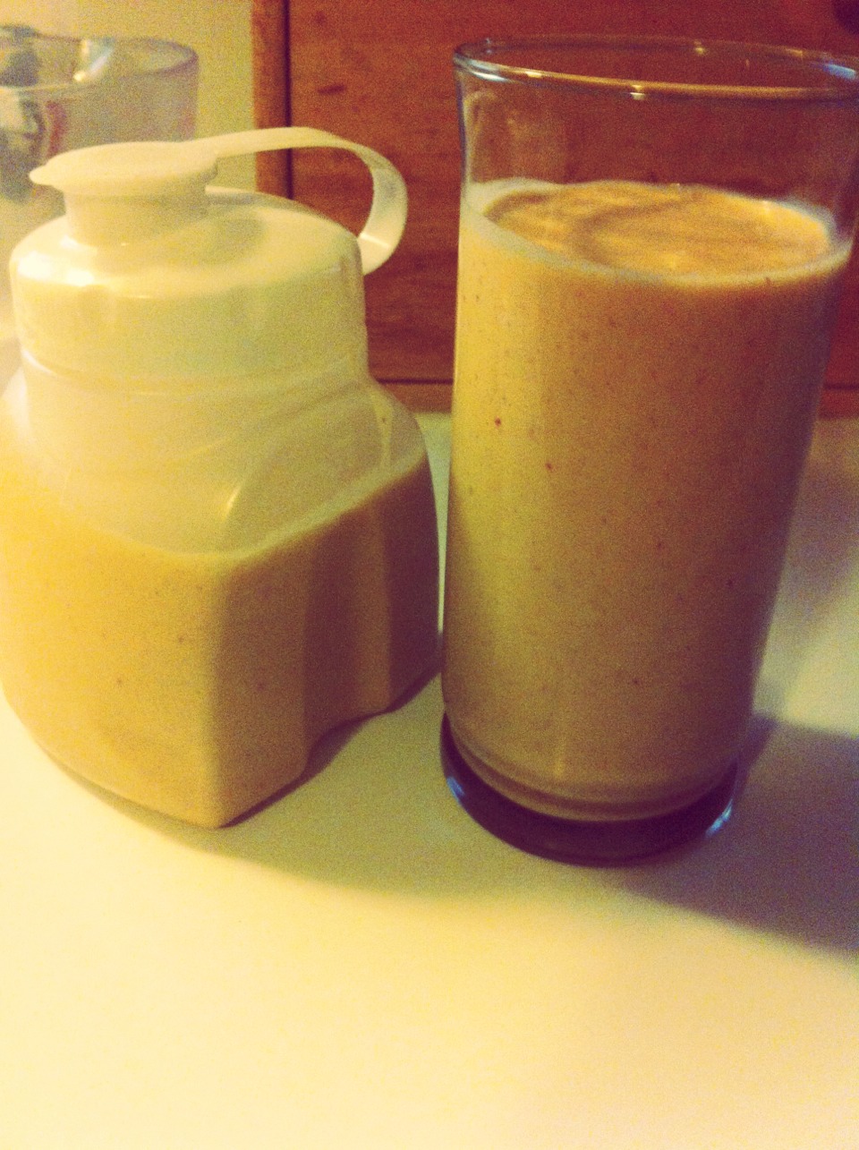 This makes two servings. So drink half now and save the other half for after your next workout. Also, make sure to drink this smoothie no later than 1-2 hrs. after you workout to restore essential vitamins and energy. 