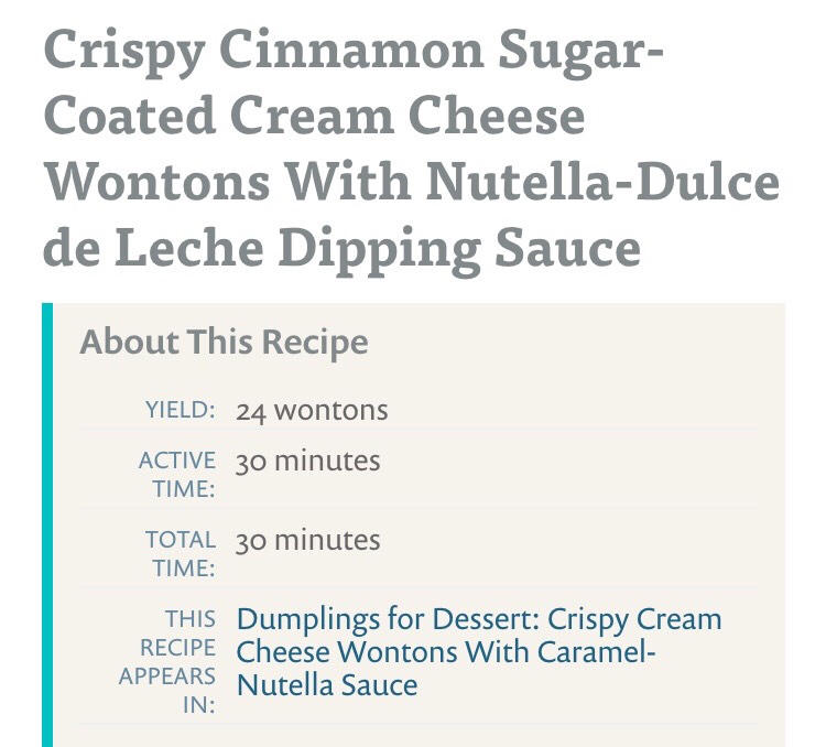 Crispy Cinnamon Sugar - Coated Cream Cheese Wonton With Nutella- Dulce De Leche Dipping Sauce