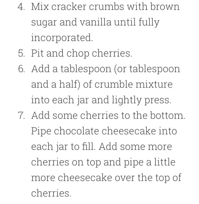 No bake chocolate cherry cheesecake pie in a jar