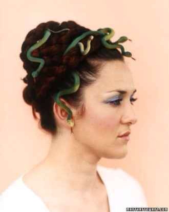 Medusa Hair. Check out your local dollar store for these silvery snakes! And have fun!