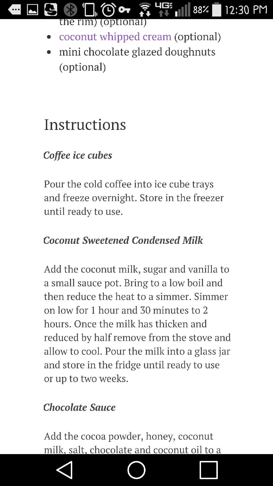Coconut Iced Coffee with Mini Chocolate Glazed Chocolate Donuts!