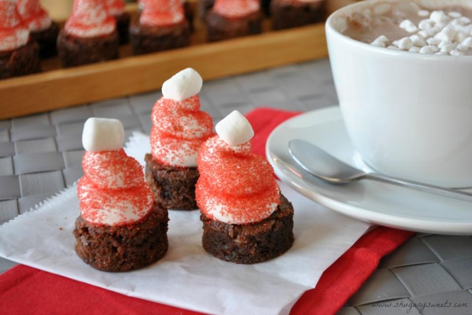 Hot Chocolate Santa Hat Brownies 