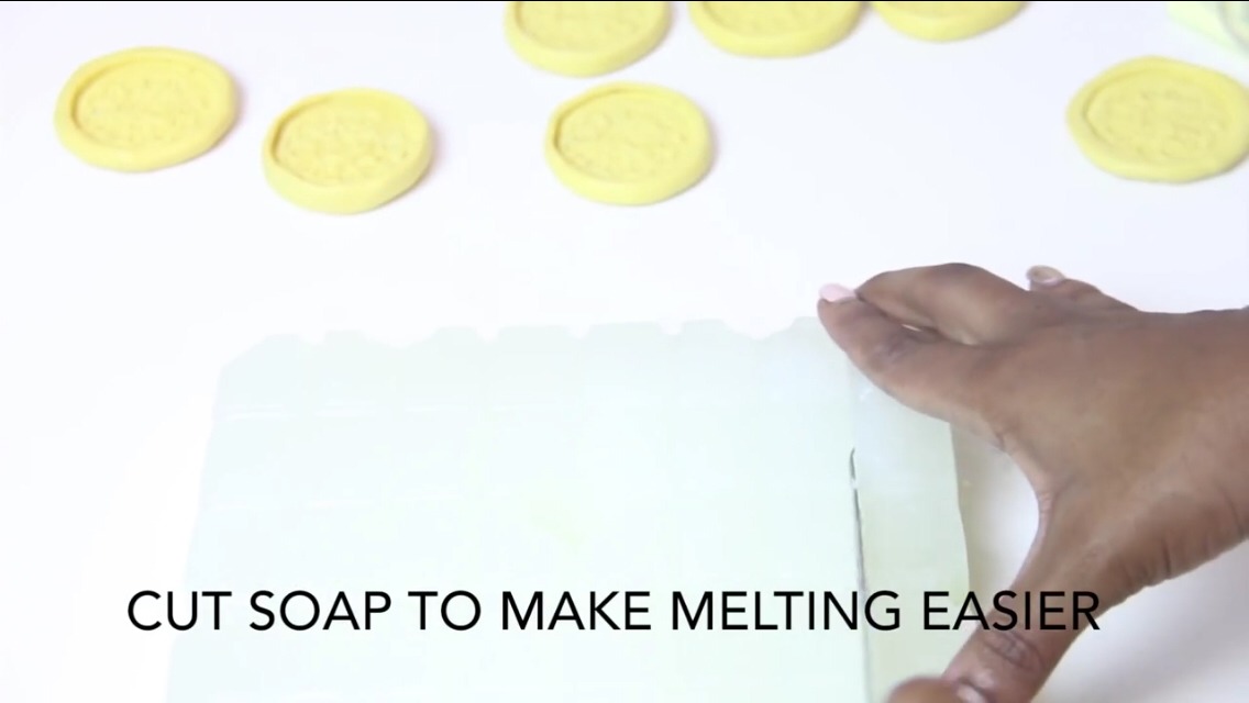 Then cut the soap for easy melting 