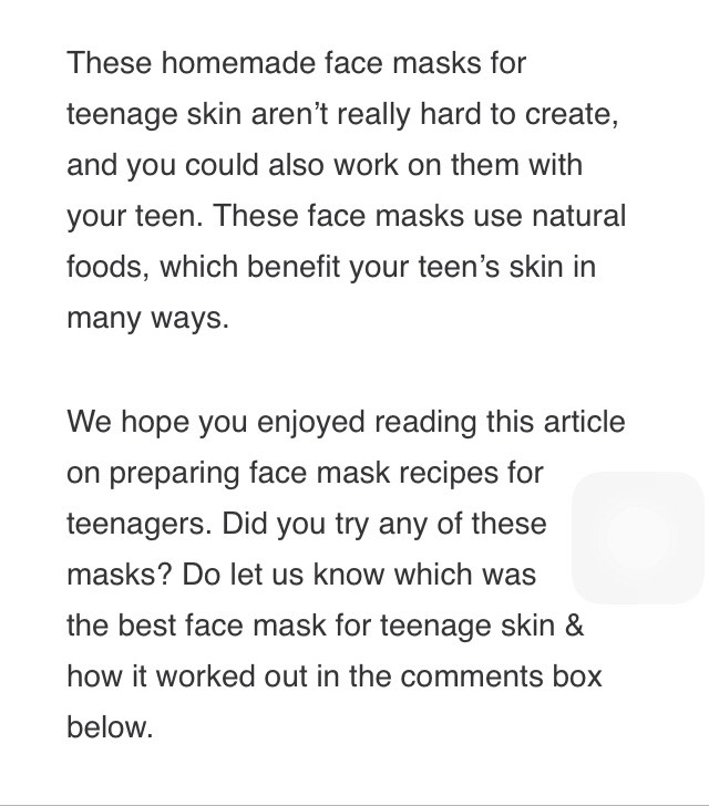 5 Simple Homemade Face Mask For Teenagers