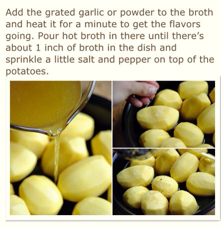 Potatoes Baked In Chicken Broth, Garlic And Butter