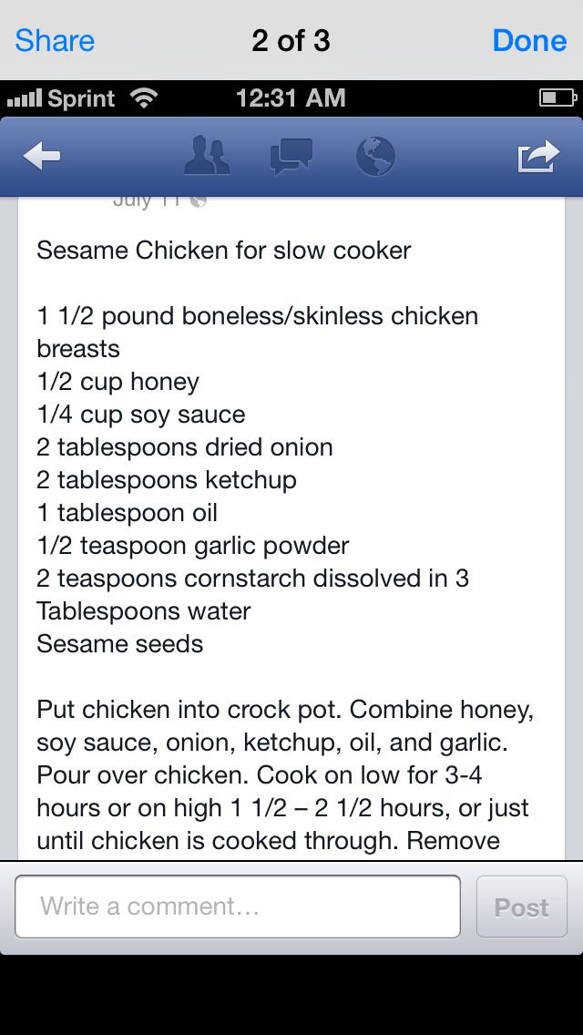 Sesame Chicken For Slow Cooker