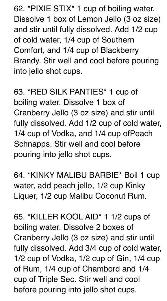 70 Different Jello Shot Recipes. Lots With Jägger!