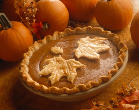 Eating pumpkin pie.