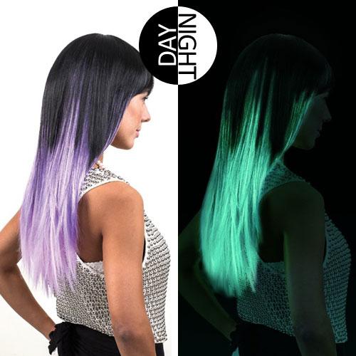 Not into rainbow hair? You could just try one colour that glows in the dark.