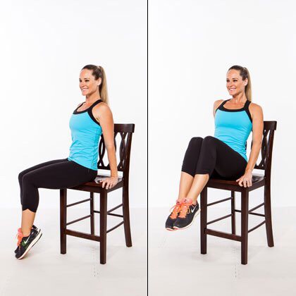 Folded leg lifts
Sets: 3
Reps: 15
* just like the recent leg lifts these are the exact same way but you don't extend your legs. You keep them folded at all times