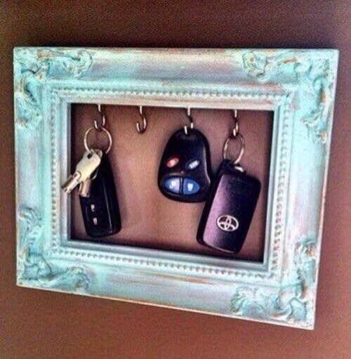 Much better way to leave your keys, grab an old photo frame and stick in some pins, paint a pastel colour and then leave in your keys, looks expensive and you won't loose your keys around the house! 