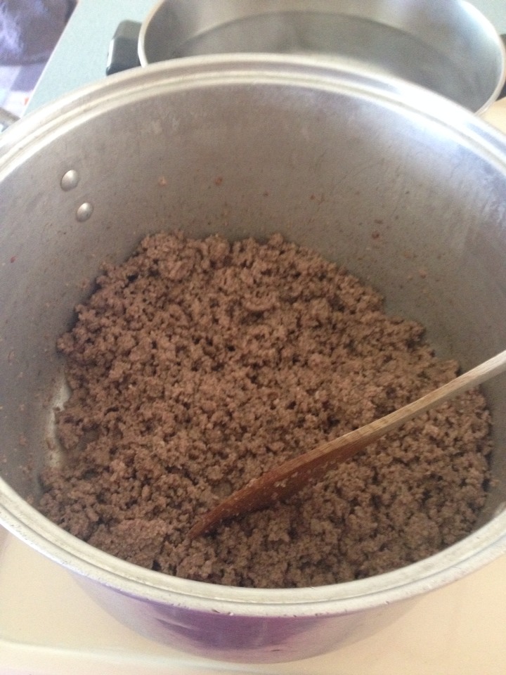 Begin to brown 2lbs of ground turkey