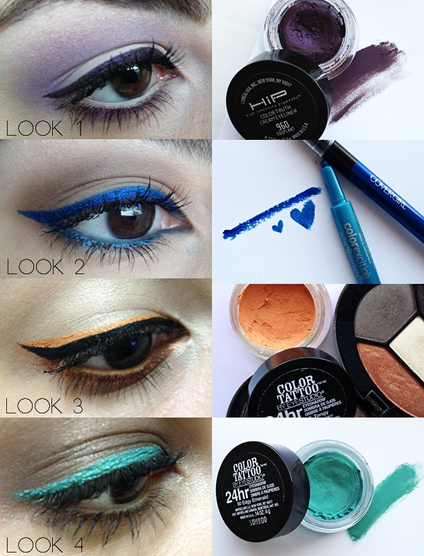 Just as I said bright lips well also time for bright eyes using bright eyeliners either in the lower lash line or as a wing for a pop of color