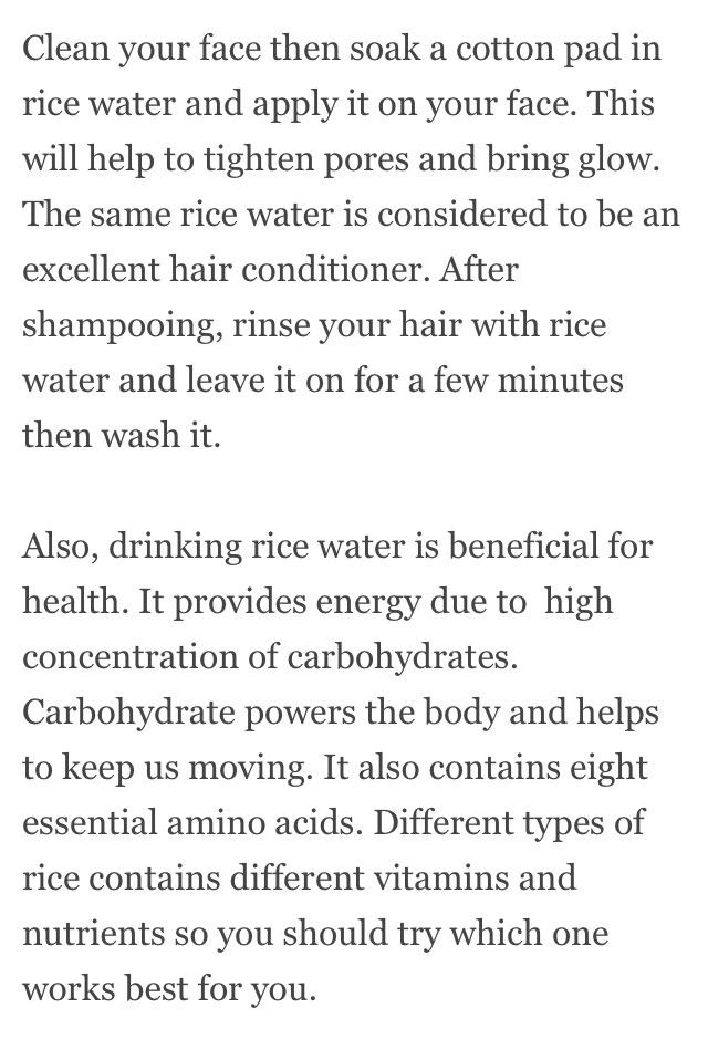 " Rice Water For Beautiful Skin & Hair"😀