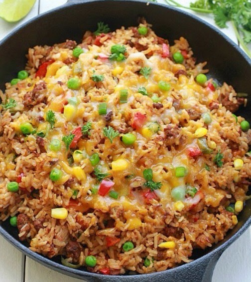 One pan mexican rice skillet