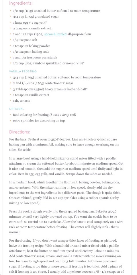 Sugar Cookie Bar