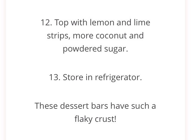 " Delicious Coconut Lemon-Lime Bars"😋