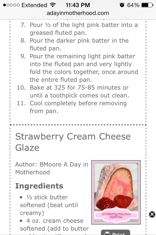 Strawberry Cream Cheese Pound Cake