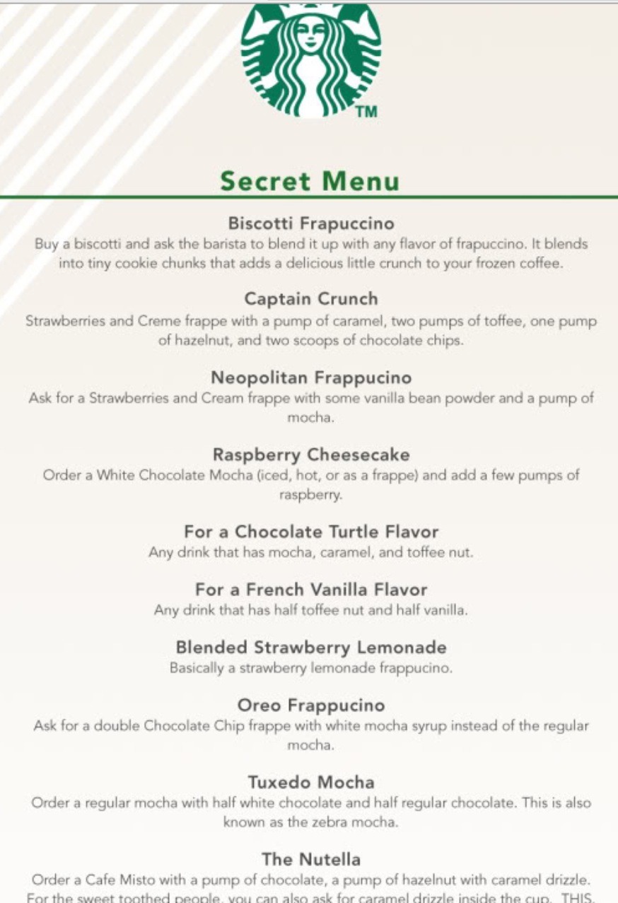 STAR BUCKS SECRET MENU !