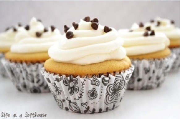 Chocolate Chips Cookies Dough Cupcakes With Classic Vanilla Buttercream Frosting!! 