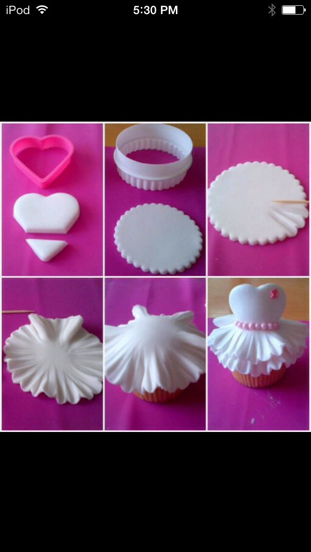 Put a fondant dresses on cupcakes for your gal pals. It may take some time, but they're worth it.