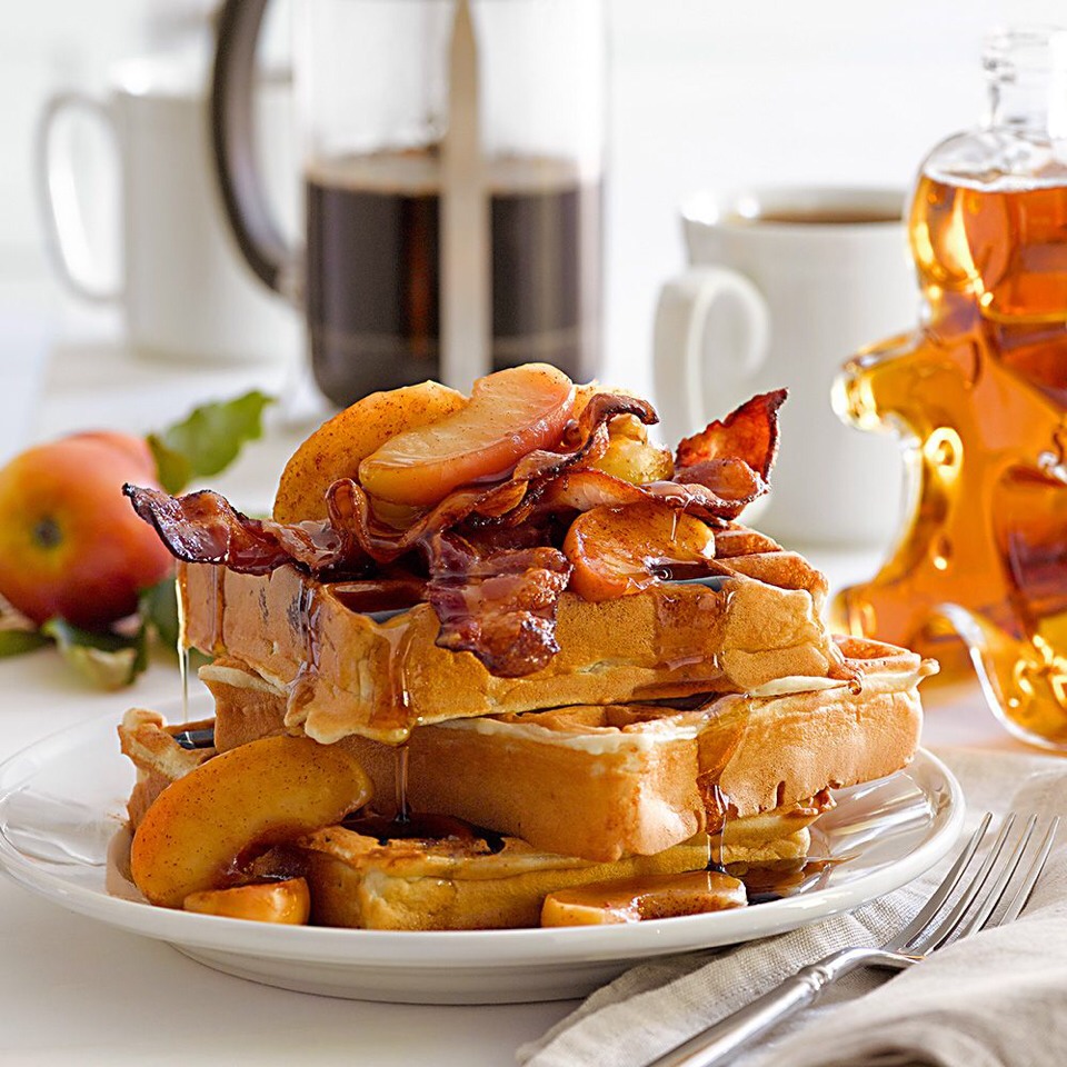 Bacon bits in waffles