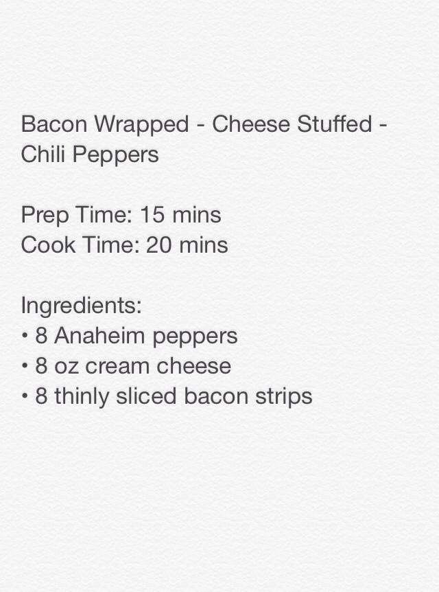 Bacon Wrapped - Cheese Stuffed - Chili Peppers 😋