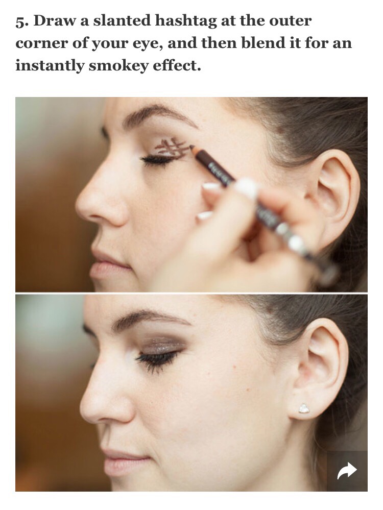 To create a super-easy smokey eye, draw a hashtag symbol right before the outer corner of your eye and then blend it out with the smudger at the other end of your eye liner.