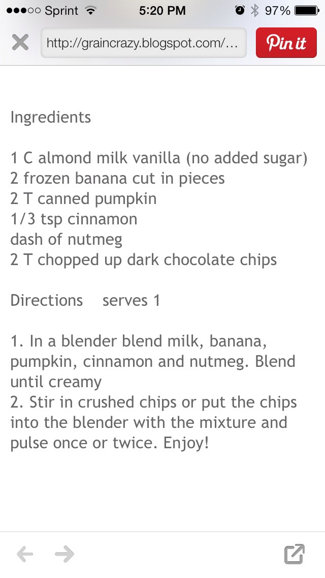 Pumpkin Chocolate Chip Smoothie...