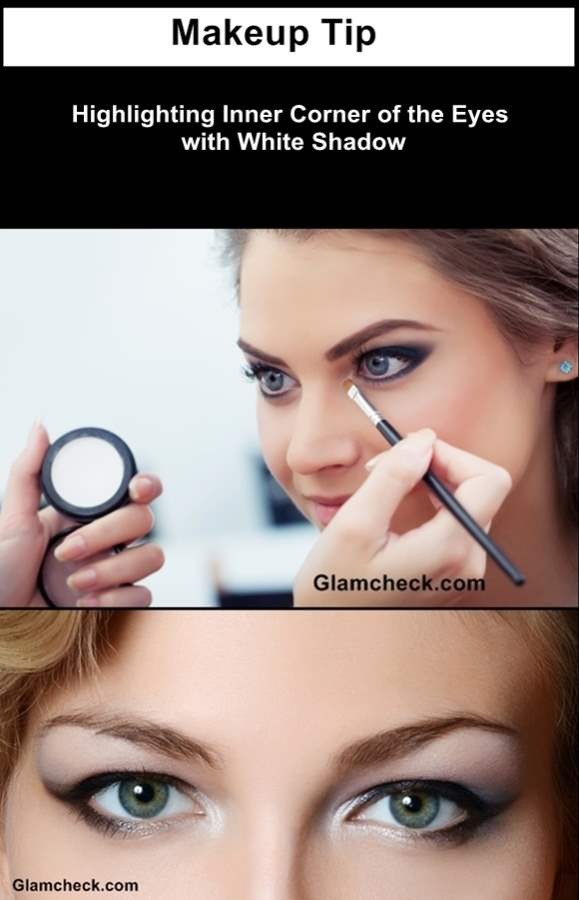 Put white eyeshadow or white eyeliner in the corner of your eyes to make them look bigger and make you look more awake.  