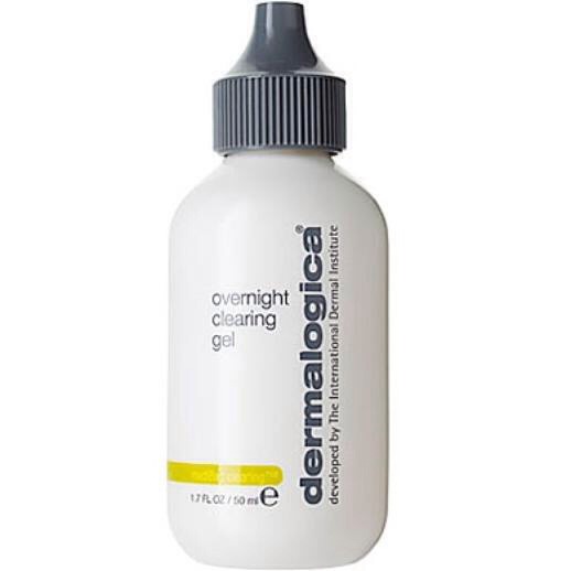 8.For acne-prone skin,this overnight clearing gel works wonders.After thoroughly cleansing skin,put a thin layer of gel to problem area on your skin&rinse off in the morning.If the gel tends to dry out your skin, switch to using every other night. 
Dermalogica Overnight Clear Gel, $48,Drugstore.com