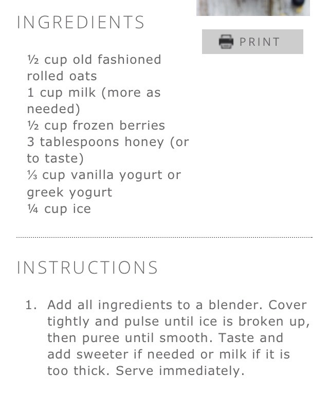 Quick Breakfast Berry Oat Smoothie 