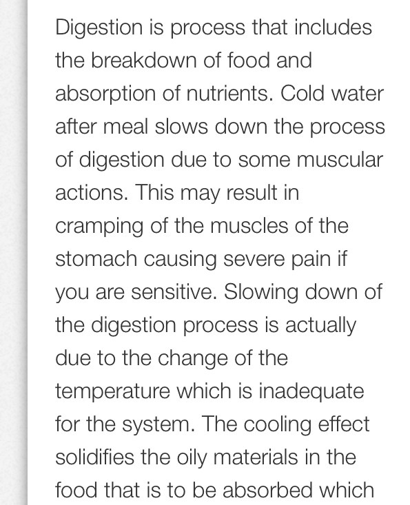 Drinking Cold Water During Or After Meal Is Harmful