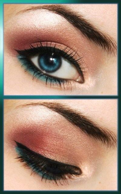 Lovely combo, peach and teal makeup