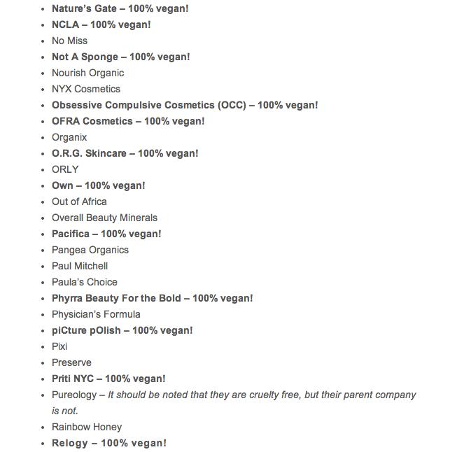 List Of CRUELTY FREE AND VEGAN Beauty Brands!!
