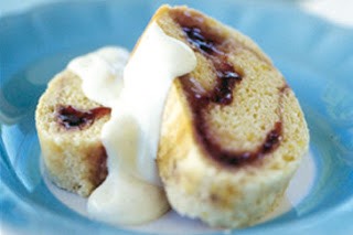 Jam roly poly bread and butter pudding