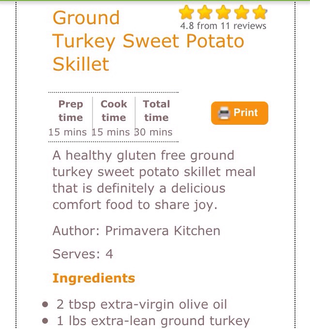 Ground Turkey & Sweet Potato Skillet  