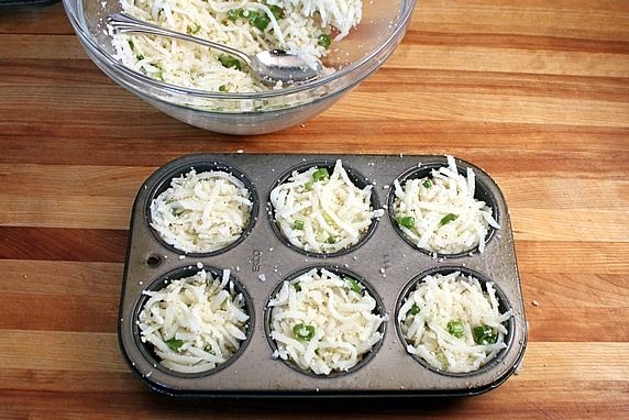 
Step 4.  Spoon into muffin tins that have been coated with cooking spray.