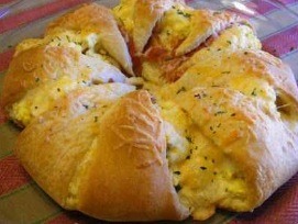 Bake at the degrees for your crescent rolls and until eggs and bacon are done! Yummy and easy! 