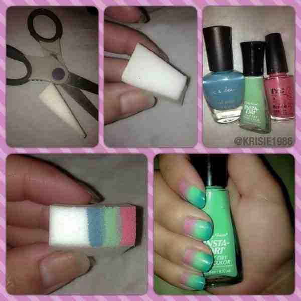 Use a make-up sponge to create an ombré effect or to simply create a rainbow effect